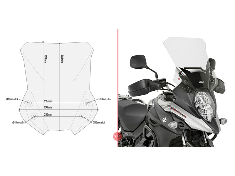 Givi Screen Suzuki Dl 650 V-strom '17-> Clear 12cm Taller D3112ST