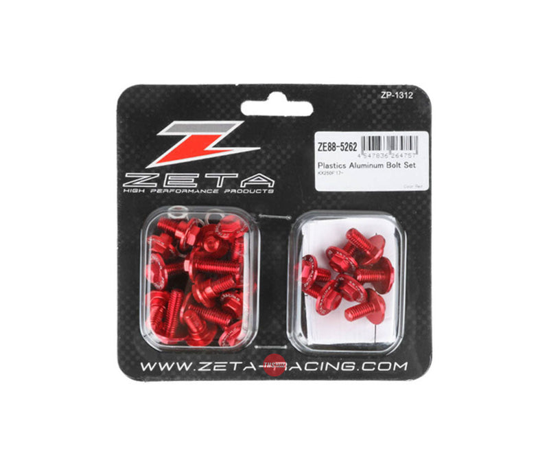 Zeta Aluminum Bolt Set Plastics KX250 F '17-20 25PCS Red ZE885262