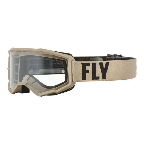 Fly Racing 2023 Focus Youth Goggle Khaki brown Clear Lens