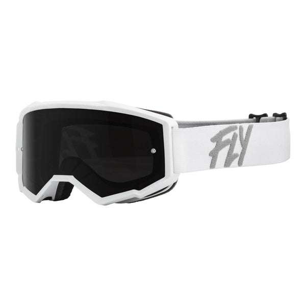 Fly Racing 2023 Zone Youth Goggle White W  Dark Smalloke smoke