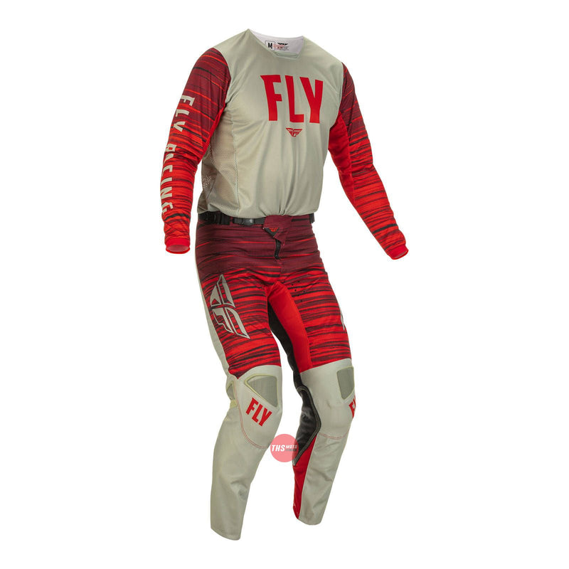 Fly Racing 2022 Kinetic Wave Jersey Light Grey Red Large