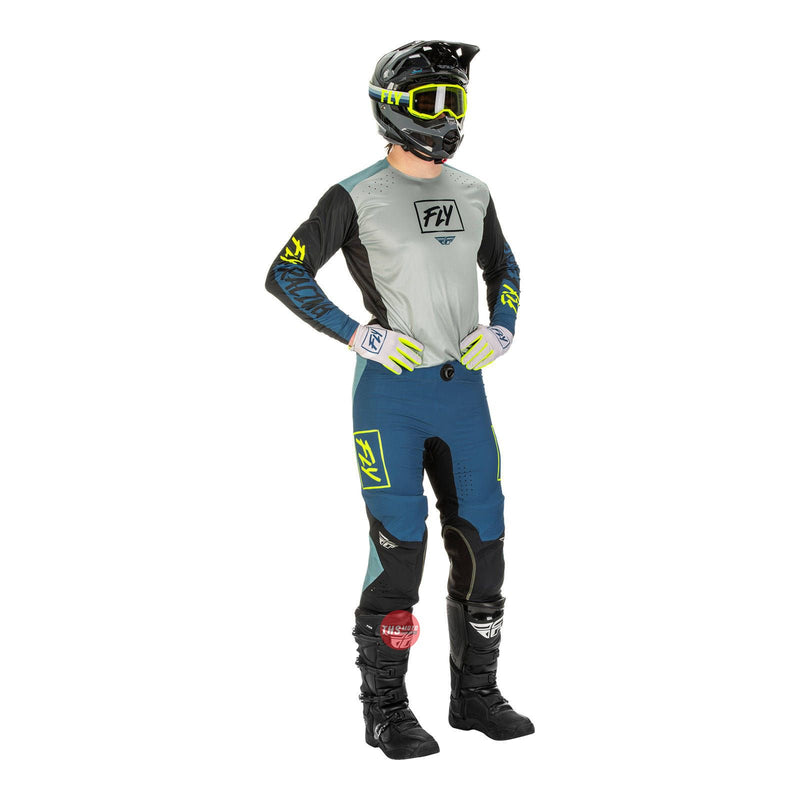 Fly Racing 2022 Lite Hydrogen Jersey Grey teal hi-vis Large