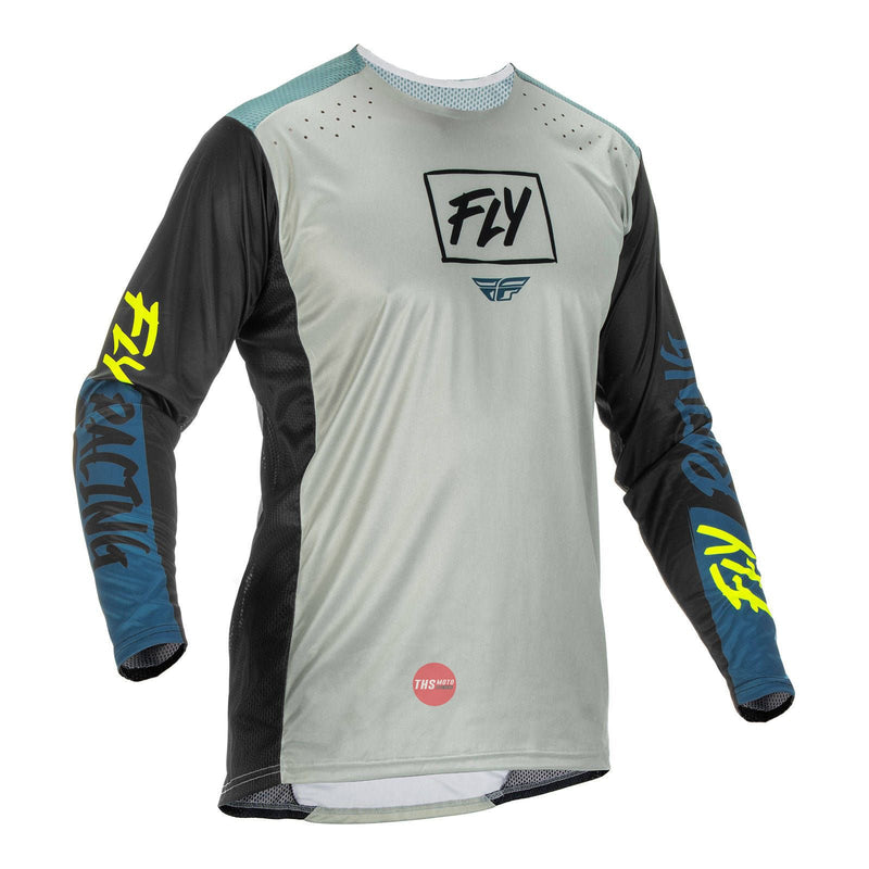 Fly Racing 2022 Lite Hydrogen Jersey Grey teal hi-vis Large