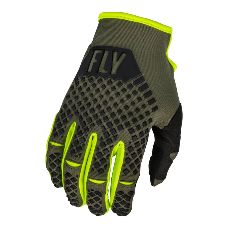 Fly Racing 2023 Kinetic Gloves Olive Green hi-vis Medium