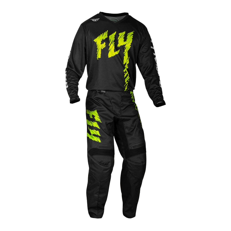 Fly Racing 2024 Youth F-16 Pants - Black / Neon Green / Light Grey Size 18