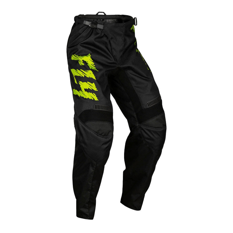 Fly Racing 2024 Youth F-16 Pants - Black / Neon Green / Light Grey Size 22