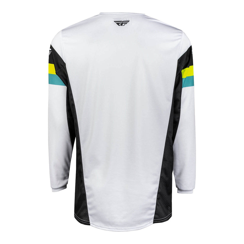 Fly Racing 2024 Kinetic Prix Jersey - White / Black / Hi-Vis Size Large