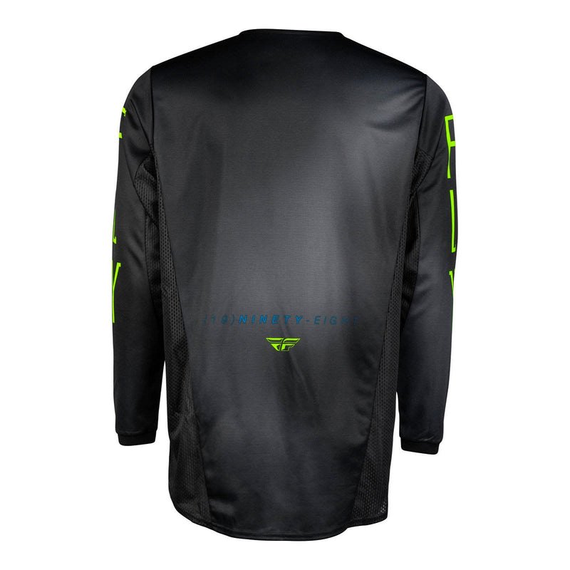 Fly Racing 2024 Youth Kinetic Jersey - Charcoal / Neon Green / True Blue Size YXL