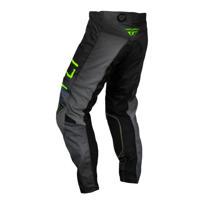 Fly Racing 2024 Youth Kinetic Pants - Charcoal / Neon Green / True Blue Size 22