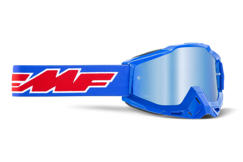 FMF POWERBOMB Motocross MX Goggles Rocket Blue - Mirror Blue Lens