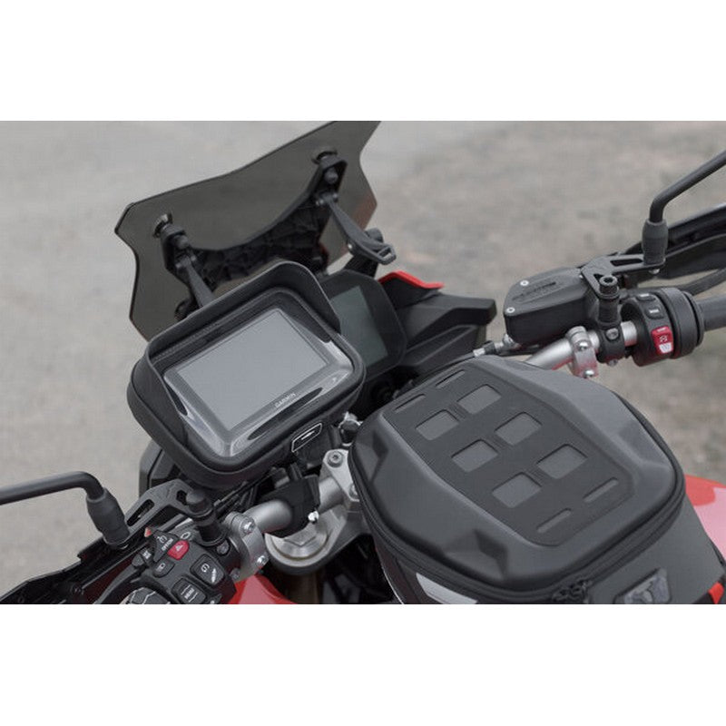 Sw Motech Universal Gps Mount Kit With Navi Case 2 Socket Arm For Handlebar/Mirror Thread