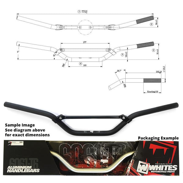 Whites Handlebars Alloy 6061 7/8 (22.2MM) KTM 85SX Black