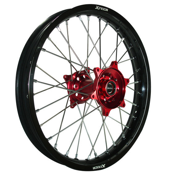 X-Tech Honda Late Crf 2.15x19 Rear Blk Rim/red Hub/slv Spk