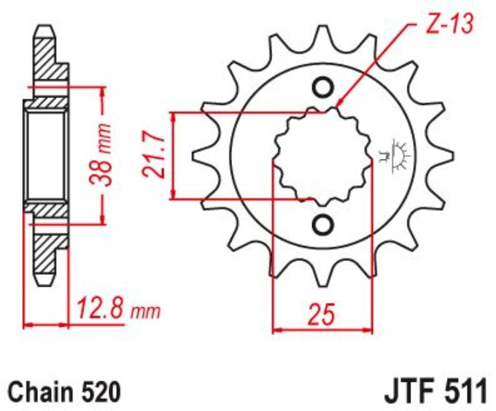 JT Sprockets Front OE Steel T14