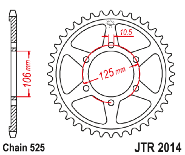 JT 2014.47 Rear 47-Tooth Sprocket 525 Pitch