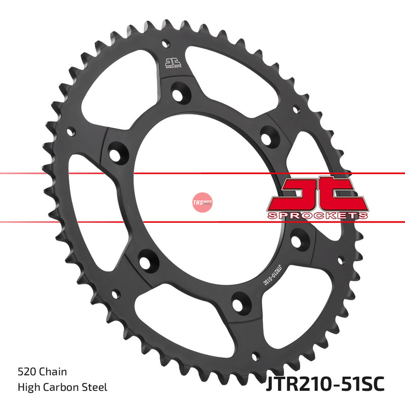 JT Steel Self Cleaning 51 Tooth Rear Motorcycle Sprocket JTR210.51SC