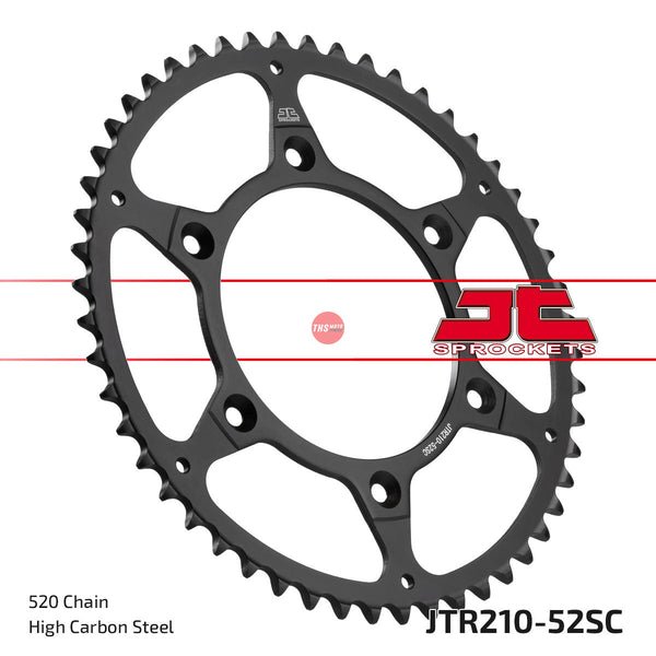 JT Steel Self Cleaning 52 Tooth Rear Motorcycle Sprocket JTR210.52SC