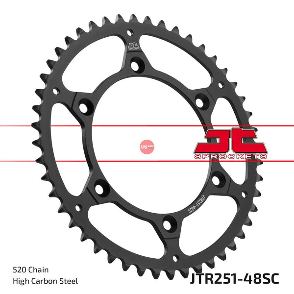 JT Steel Self Cleaning 48 Tooth Rear Motorcycle Sprocket JTR251.48SC