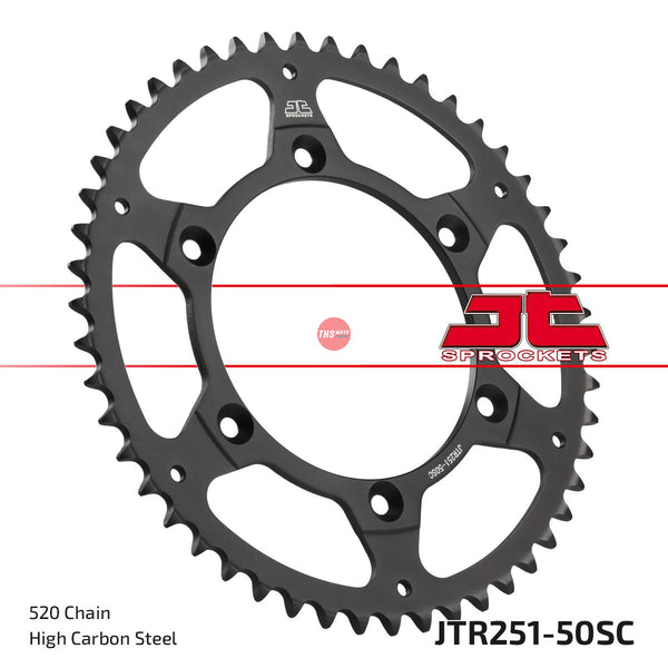 JT Steel Self Cleaning 50 Tooth Rear Motorcycle Sprocket JTR251.50SC