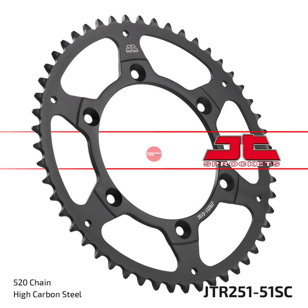 JT Steel Self Cleaning 51 Tooth Rear Motorcycle Sprocket JTR251.51SC