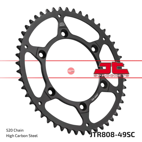 JT Steel Self Cleaning 49 Tooth Rear Motorcycle Sprocket JTR808.49SC