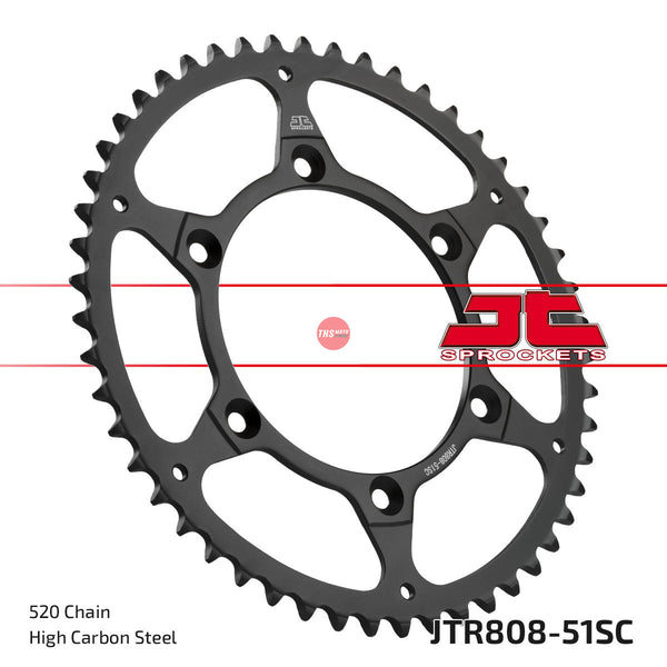 JT Steel Self Cleaning 51 Tooth Rear Motorcycle Sprocket JTR808.51SC