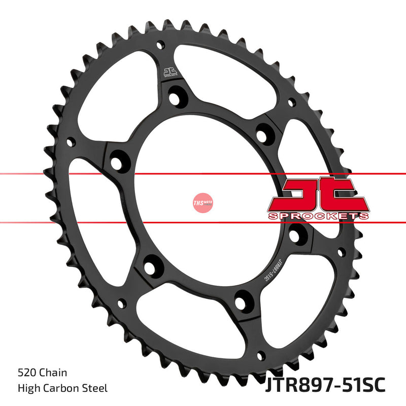 JT Steel Self Cleaning 51 Tooth Rear Motorcycle Sprocket JTR897.51SC