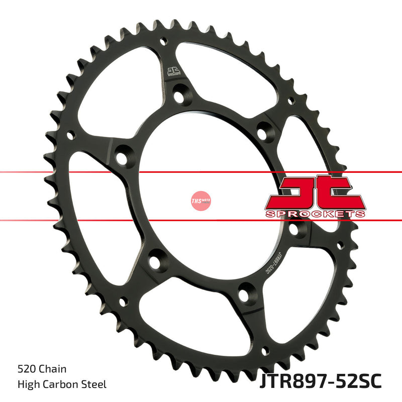 JT Steel Self Cleaning 52 Tooth Rear Motorcycle Sprocket JTR897.52SC