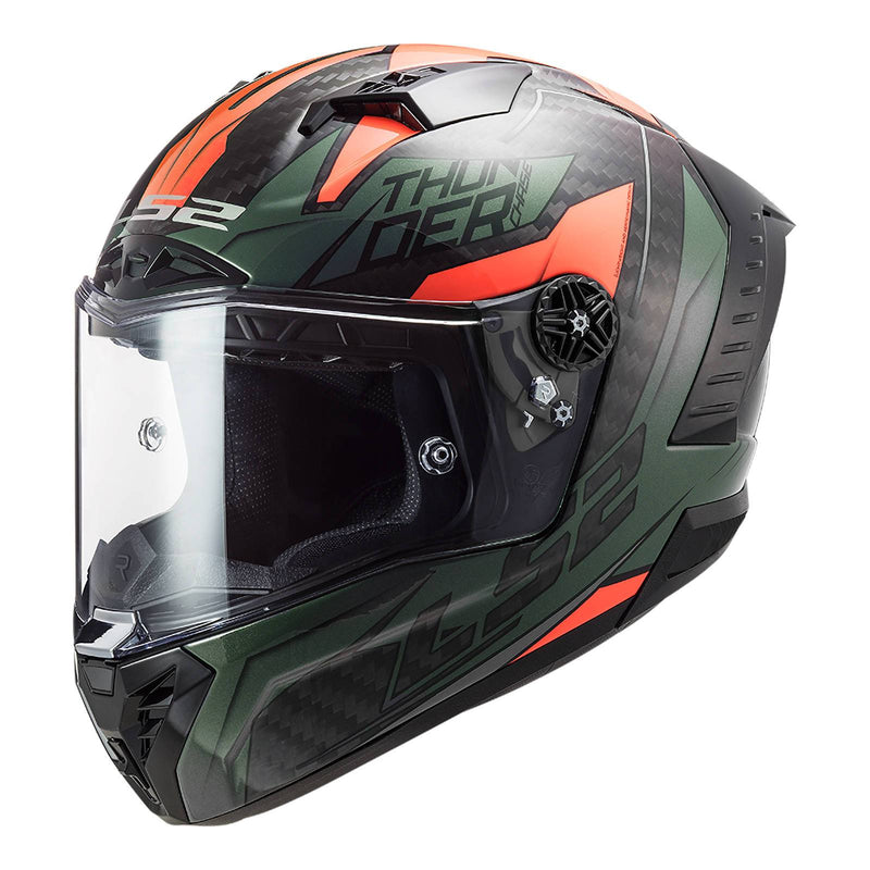 LS2 FF805C Thunder Carbon Chase Green Orange Road Helmet Size 2XL 64cm