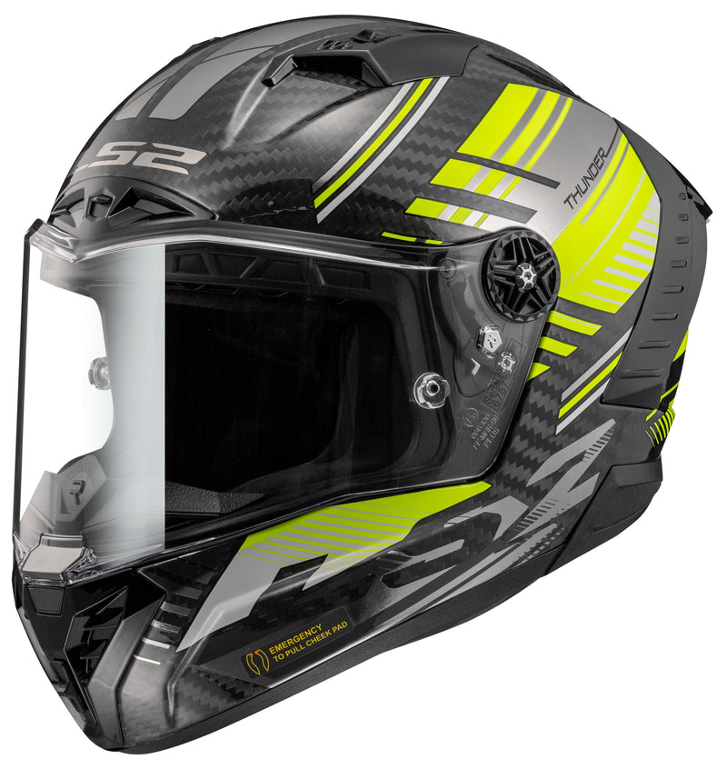 LS2 FF805 Thunder Carbon Volt - Black / Hi-Vis Yellow Road Helmet Size 2XL 64cm