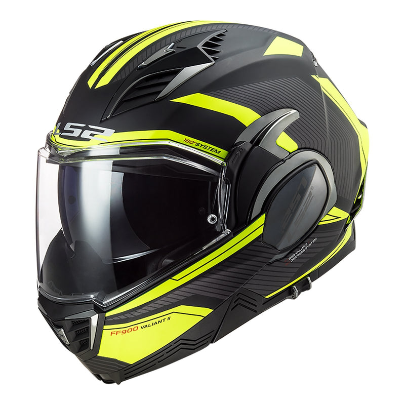 LS2 FF900 VALIANT II REVO MATTE BLACK HI-VIS YELL Road Helmet Size Small 55cm 56cm