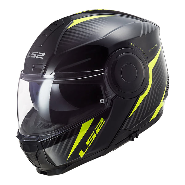 LS2 FF920 SCOPE SKID BLACK HI-VIS YELLOW Road Helmet Size XS 53cm 54cm