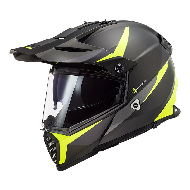 LS2 MX436 Pioneer Evo Router Adventure Helmet - Matte Black / Hi-Vis Size Small 55cm 56cm