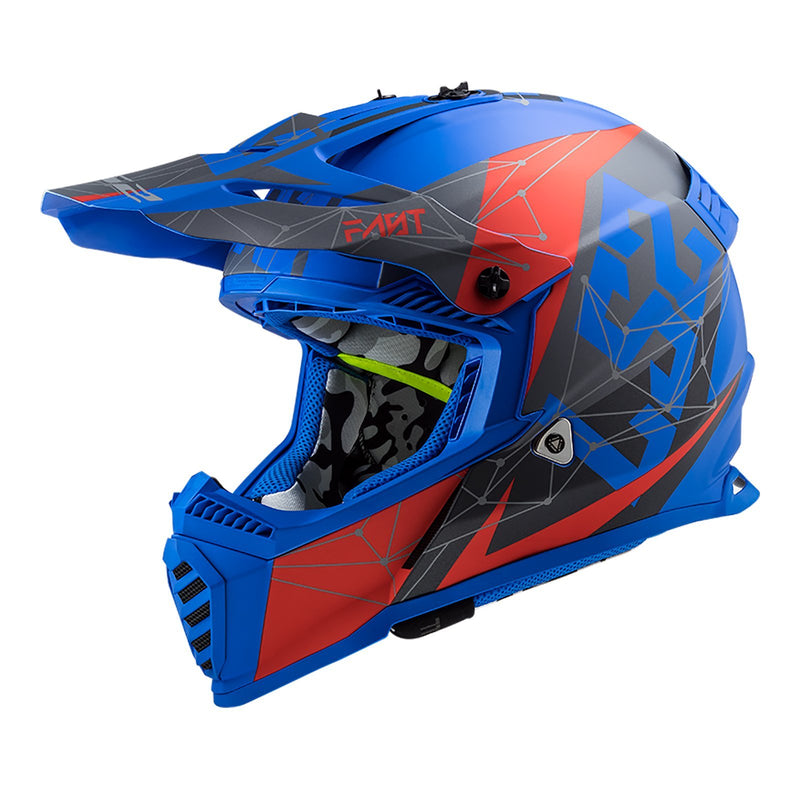 LS2 MX437 FAST EVO HELMET ALPHA MATTE BLUE RED Size 2XL 63cm 64cm