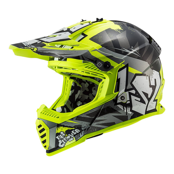 LS2 MX437J FAST MINI EVO HELMET CRUSHER BLACK GREY HI- Youth Medium