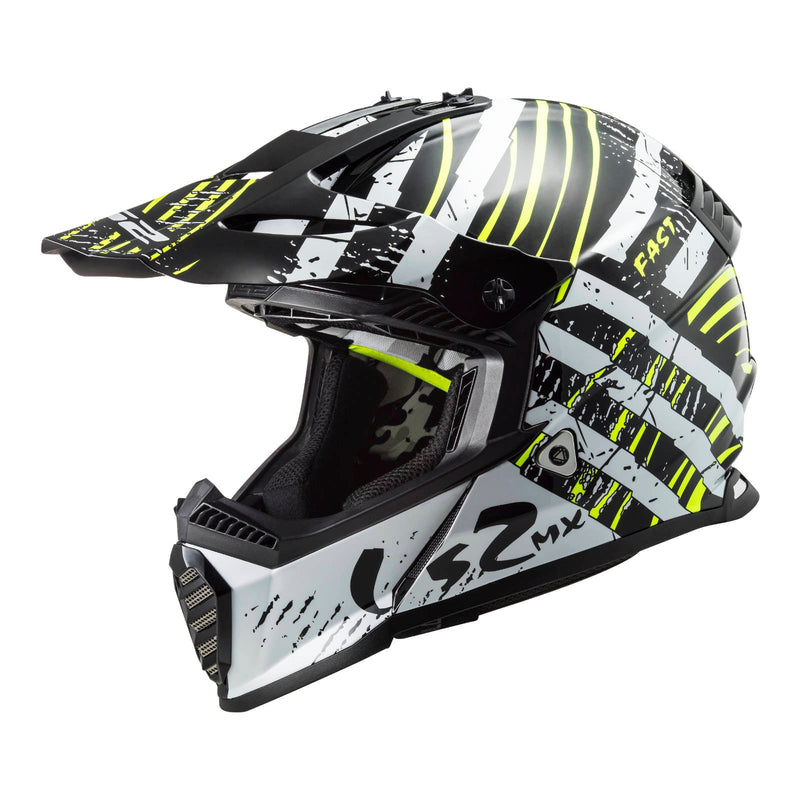 LS2 Helmets MX437 Fast Evo Verve Black White 3XL 65cm 66cm