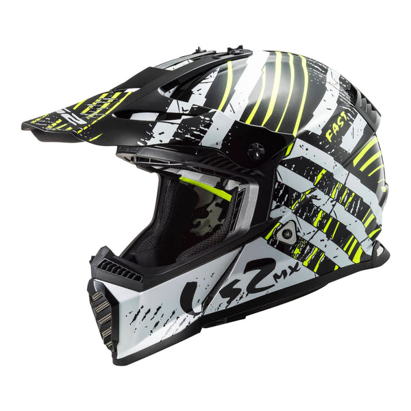 LS2 Helmets MX437 Fast Evo Verve Black White XS 53cm 54cm