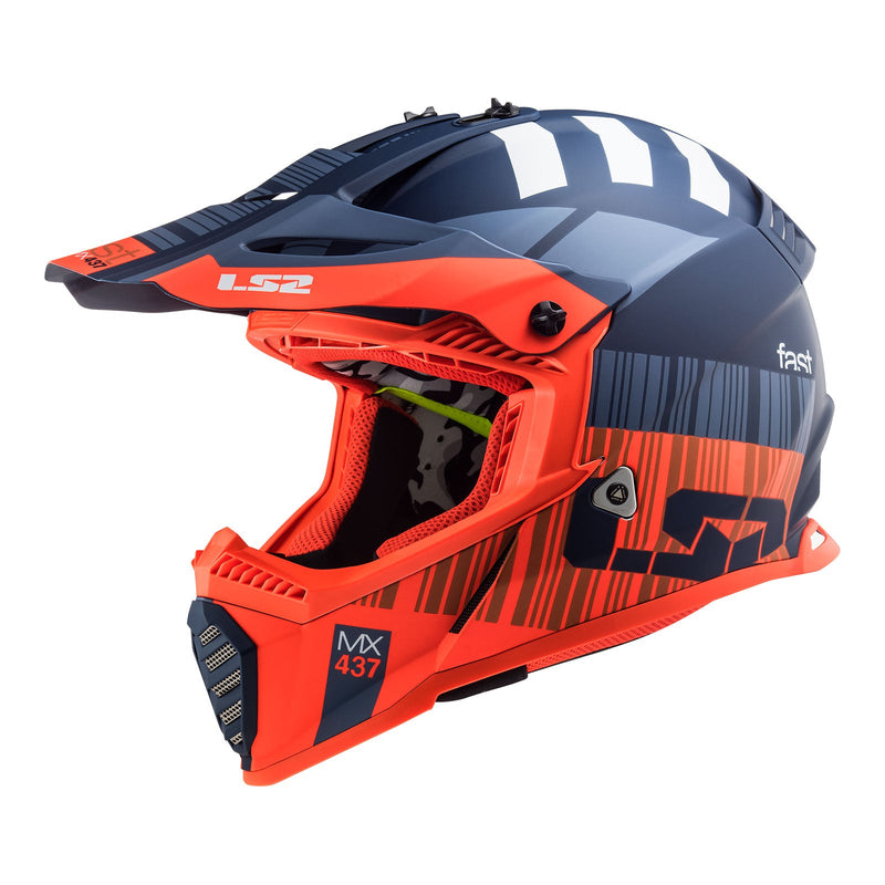 LS2 Helmets MX437 Fast Evo Xcode Mat Blu org 2XL 63cm 64cm