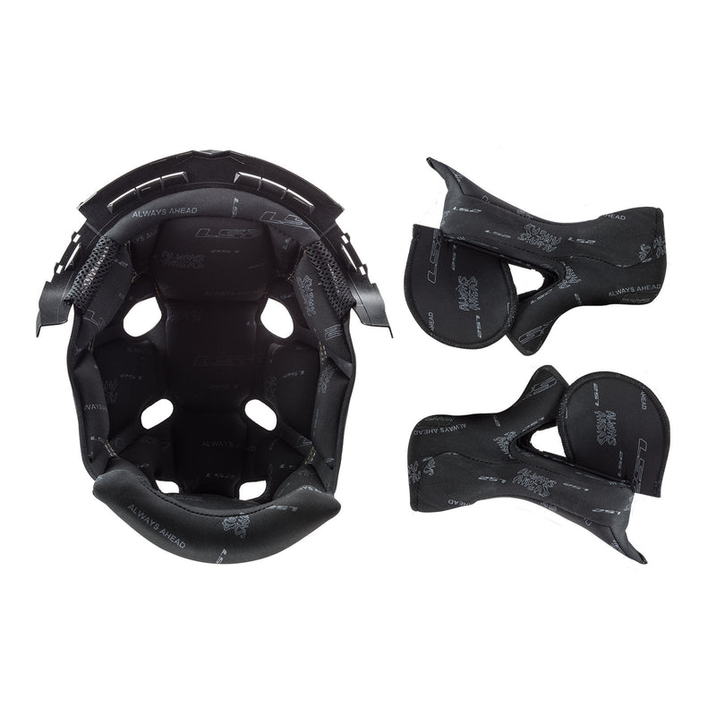 LS2 MX470 SUBVERTER LINER/CHEEK PAD SET BLACK 2XL