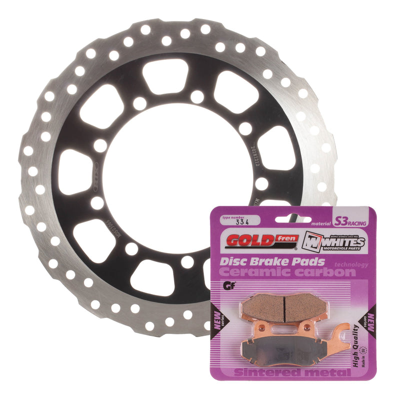 Whites Brake Rotor & Pad Front Kit - Kawasaki KLR650 08-20 - Wave