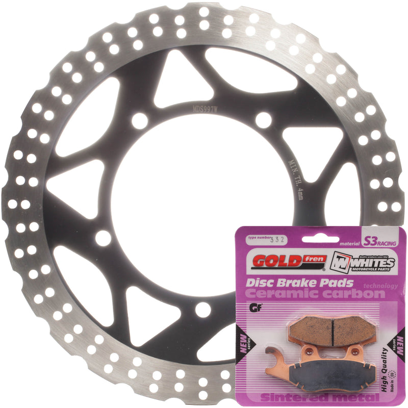 Whites Brake Rotor & Pad Front Kit - Kawasaki EX300 Ninja 13-17 - Wave