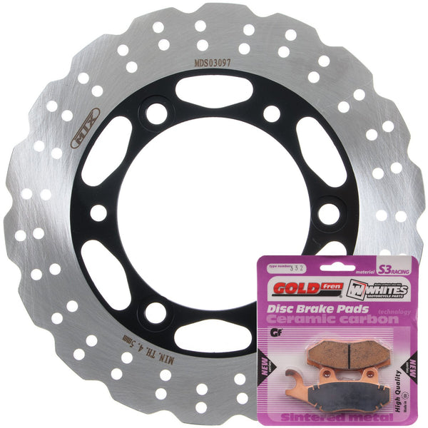 Whites Brake Rotor & Pad Rear Kit - Kawasaki EX300 Ninja 13-17 - Wave