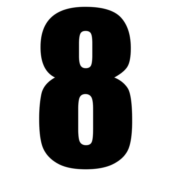 Whites Race Number 6in Vinyl #8 Black Packet Of 10