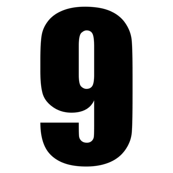 Whites Race Number 6in Vinyl #9 Black Packet Of 10