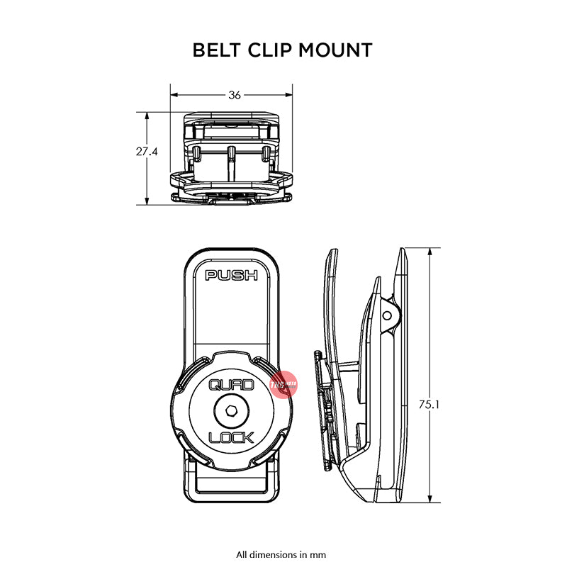 Quad Lock Belt Clip Utility Phone Accessory Mount