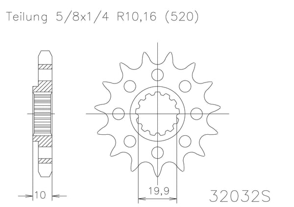 Moto Master Sprocket Front 14T 14 Tooth