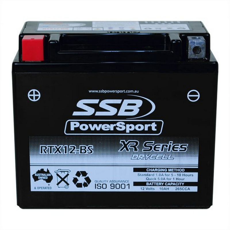 Super Start Motorcycle And Powersports Battery (Ytx12-Bs) Agm 12V 10Ah 265Cca By Ssb High Performance