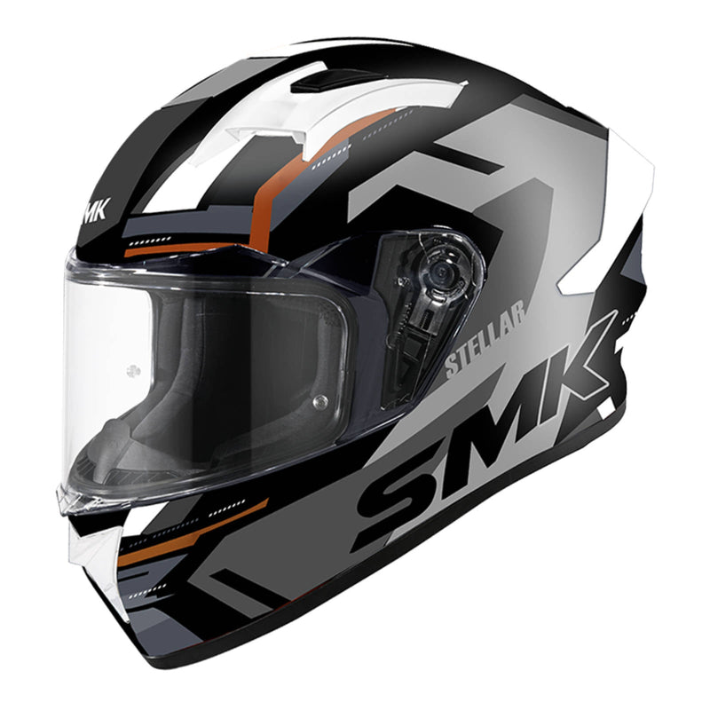 SMK Stellar K Power - Black / Grey / Orange Road Helmet Size XS 54cm