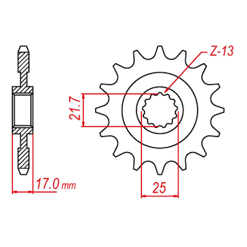 MTX Parts Spkt Front Oe Steel 1373 17T