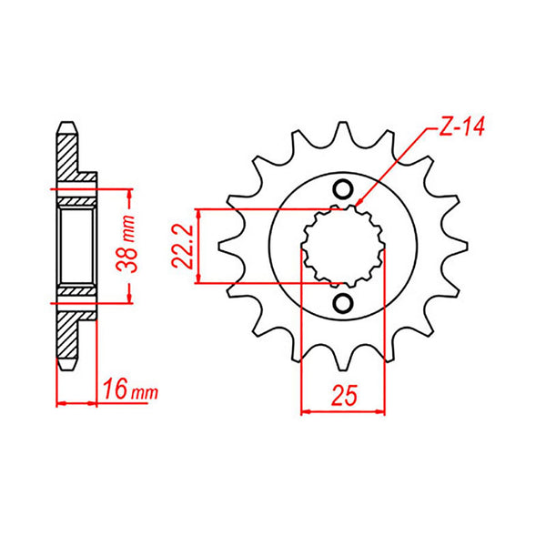 SPKT FRONT OE STEEL 740 14T #525